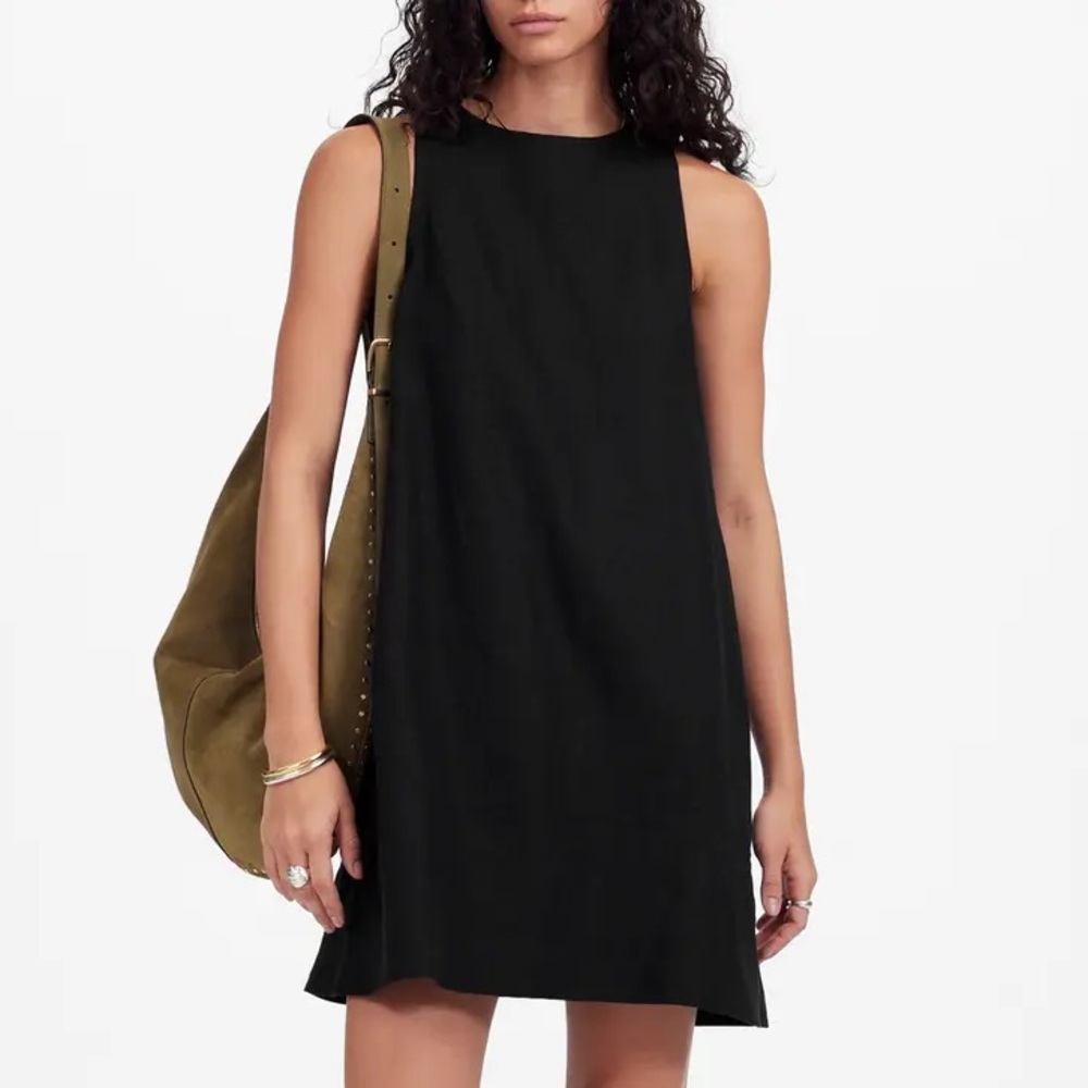 NWT Madewell Leilani Linen Mini Dress in Black